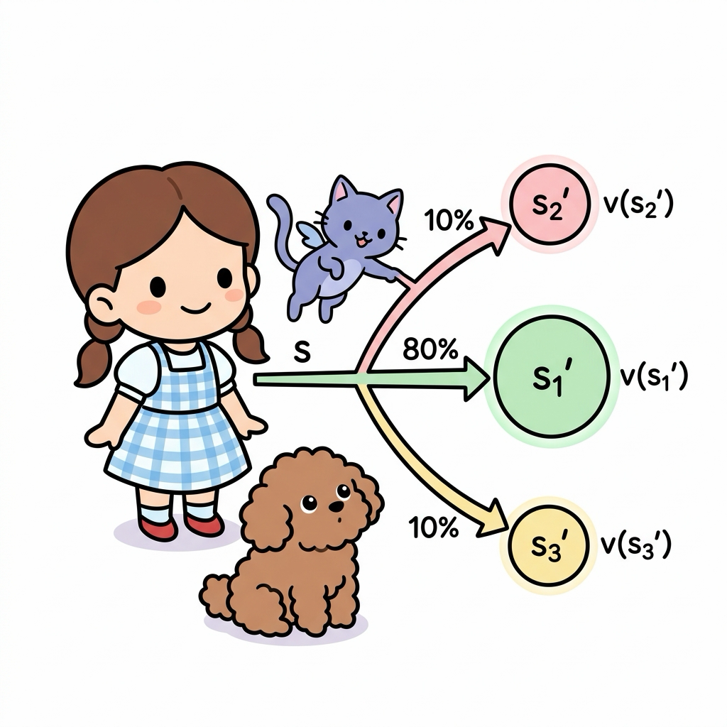 안쪽 시그마와 다음 상태 전이 확률