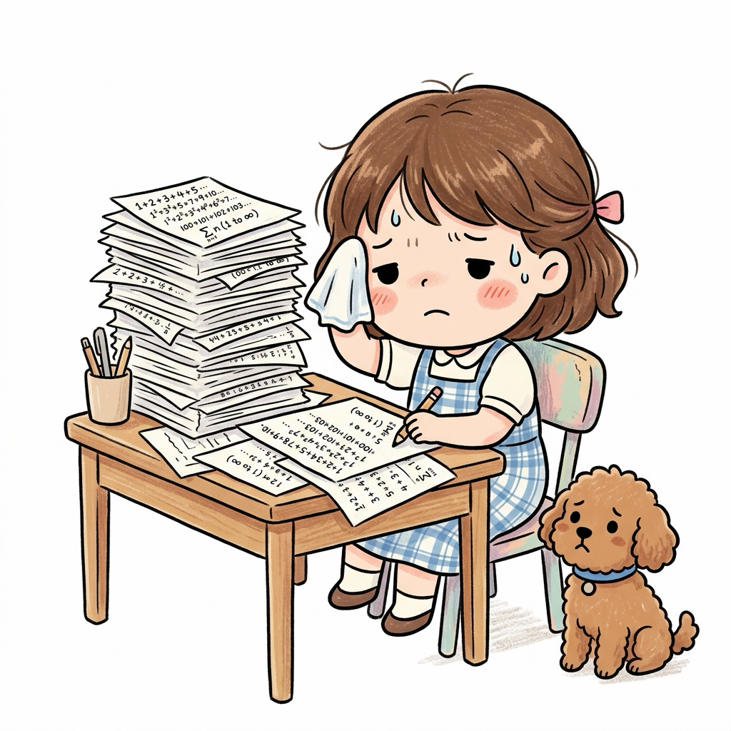 복잡한 수작업 덧셈 계산