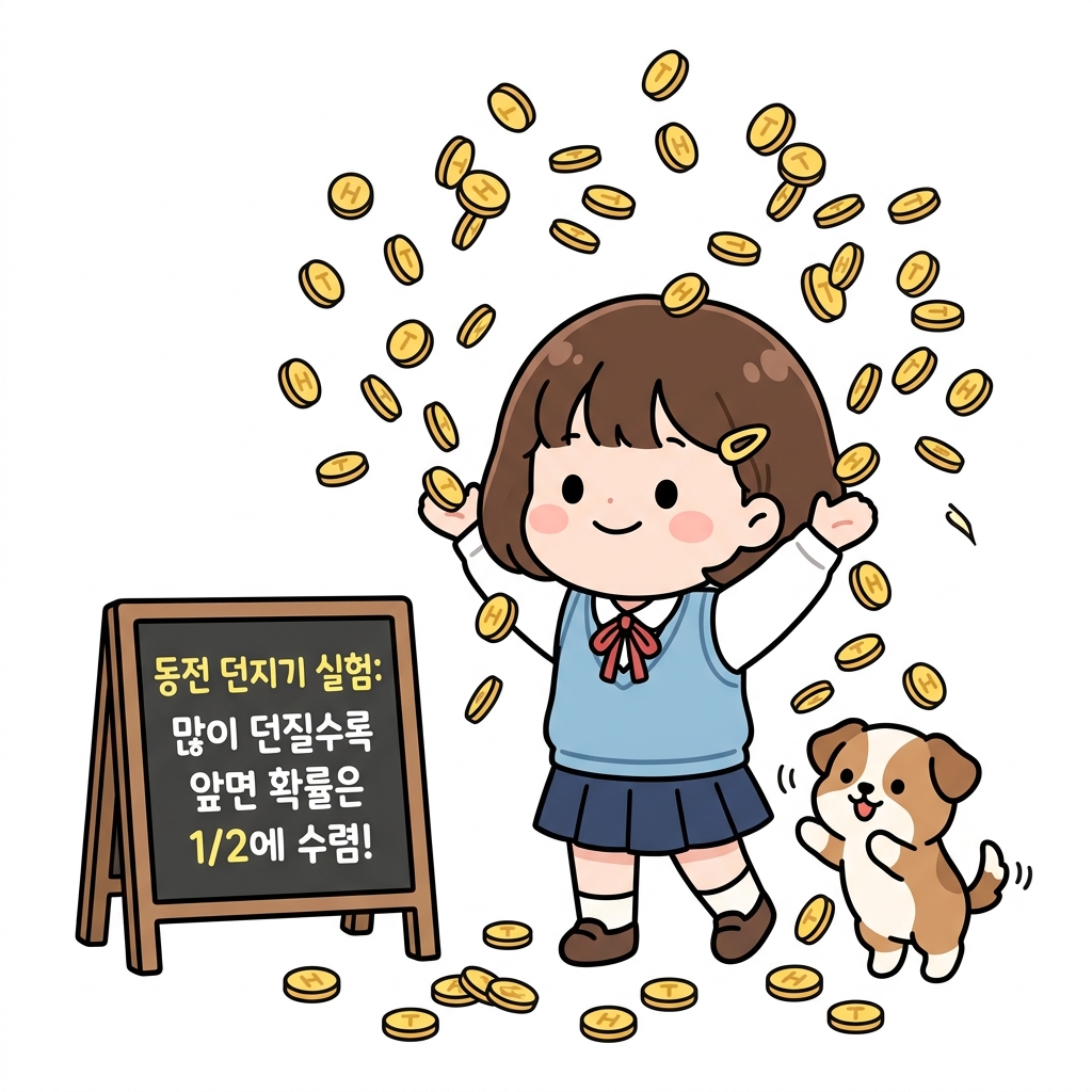 대수의 법칙 동전 던지기 실험