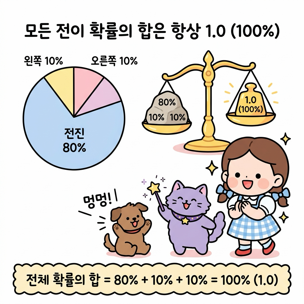 모든 전이 확률의 합