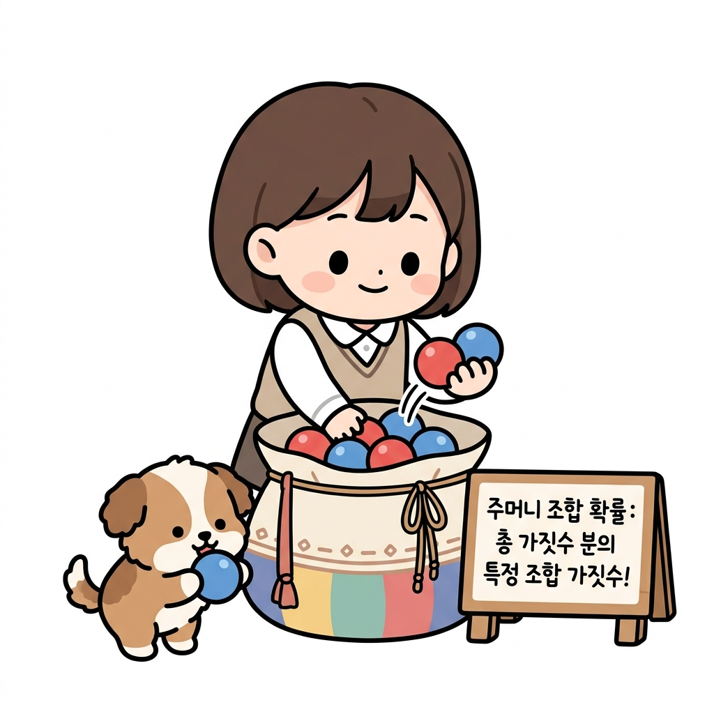 주머니 속 공 꺼내기를 통한 조합 확률 계산