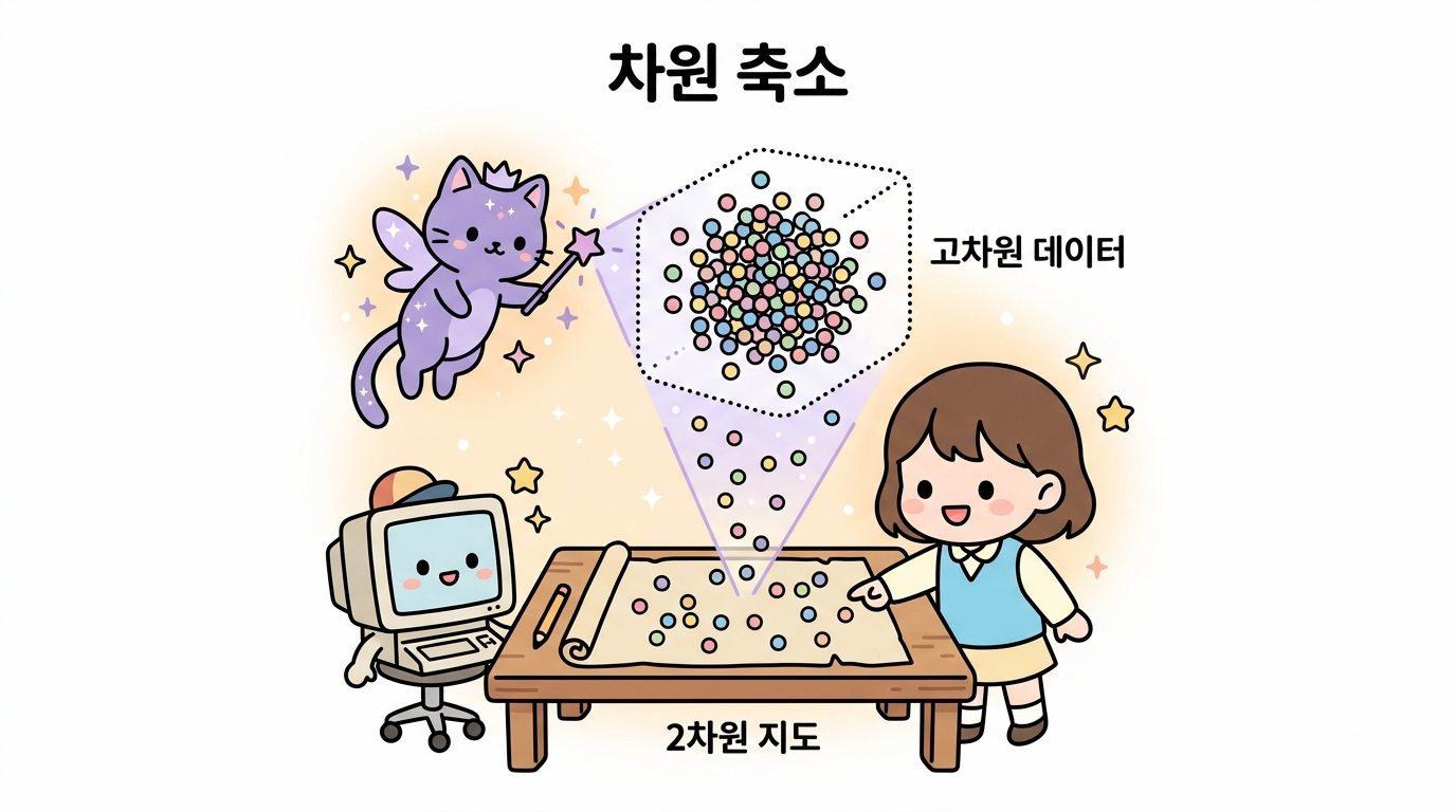 고차원 데이터를 2차원 지도로 압축하는 차원 축소