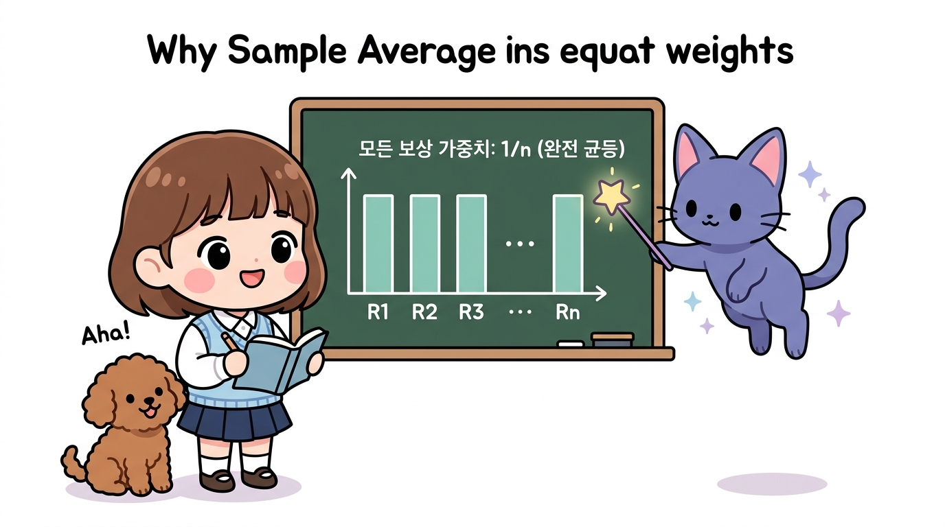 표본 평균의 1/n 균등 가중치