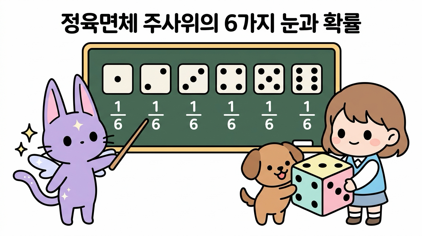 정육면체 주사위의 6가지 눈과 확률