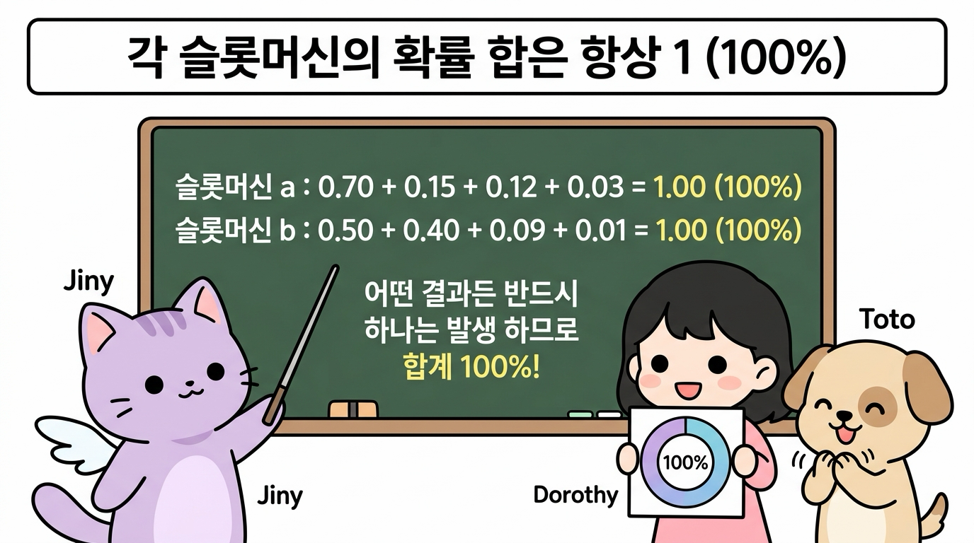 각 슬롯머신의 확률 합은 항상 1