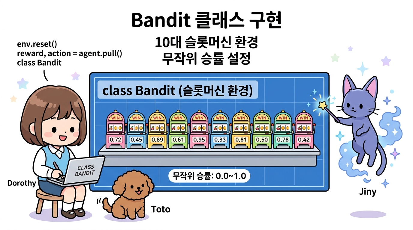 Bandit 클래스 구현 (슬롯머신 환경)