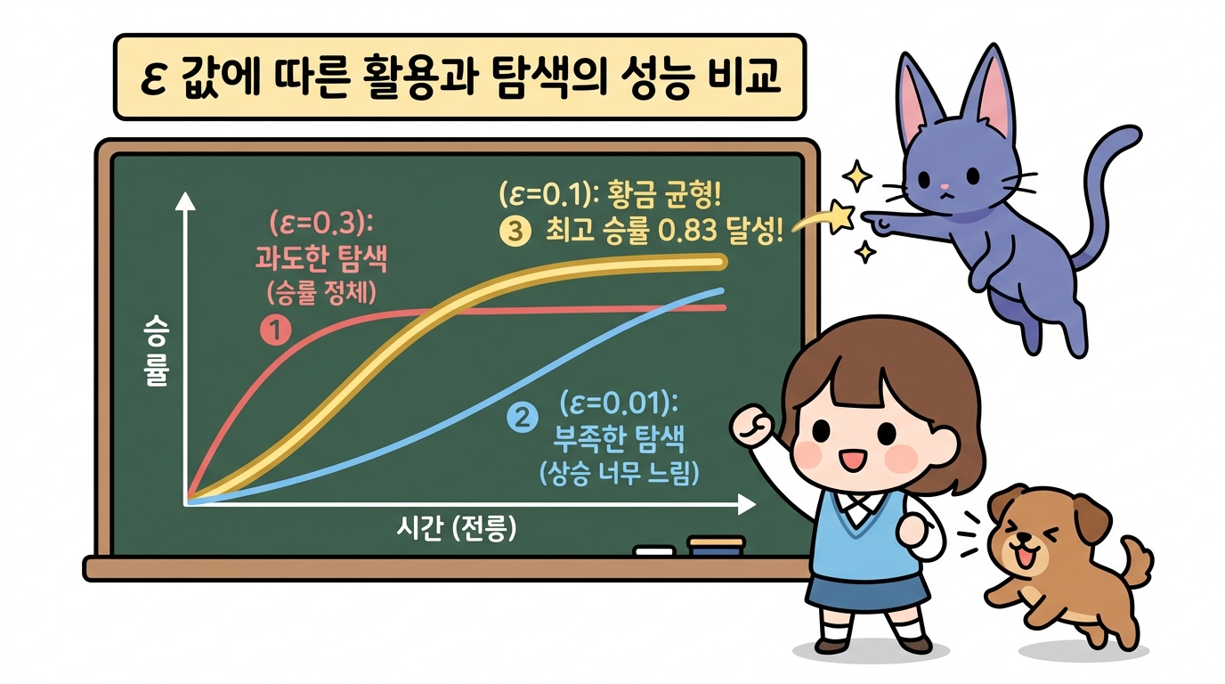 ε 값에 따른 활용과 탐색의 성능 비교
