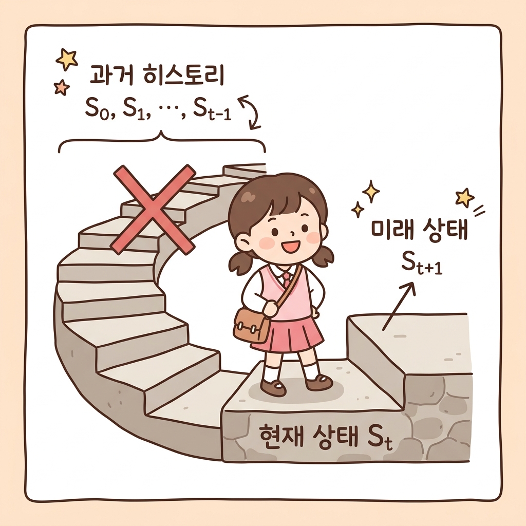 마르코프 성질의 과거 무시 및 현재 충분 비유