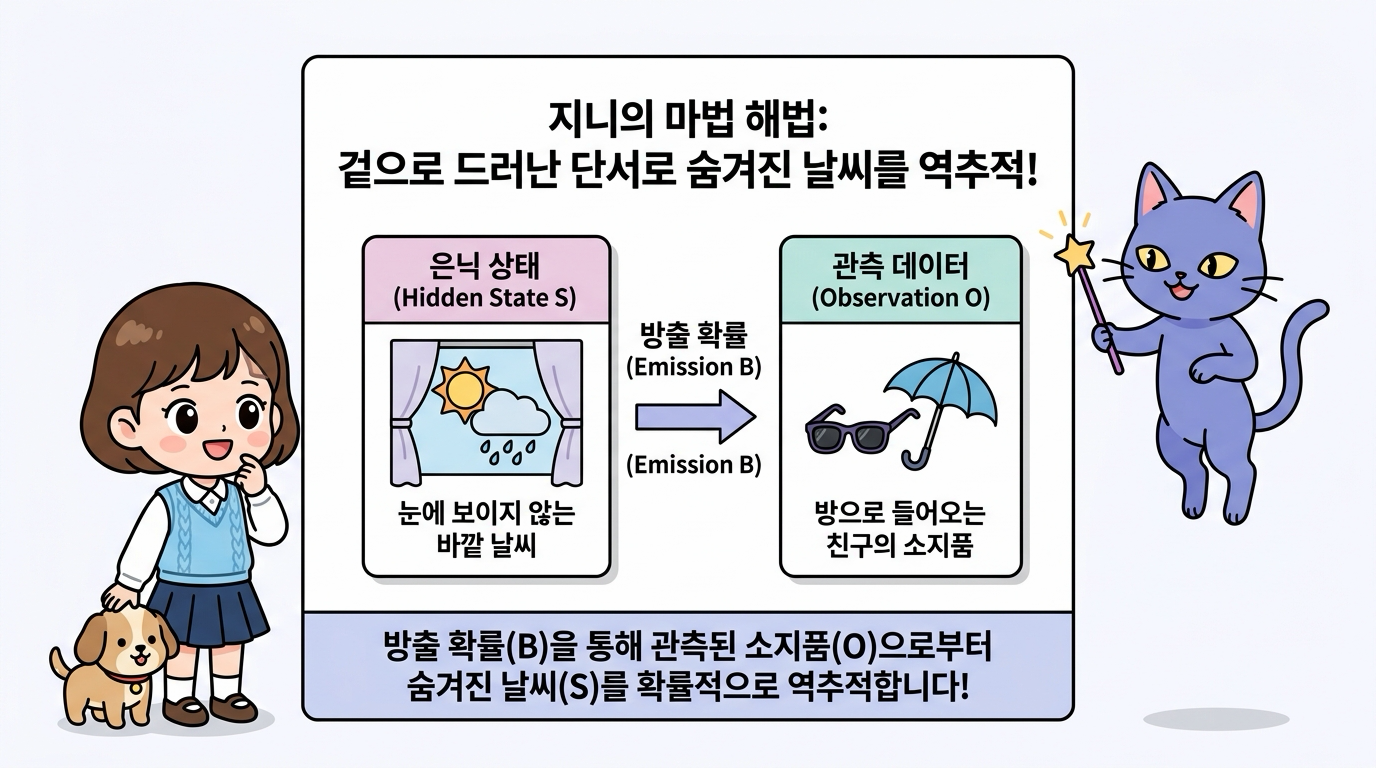 관측 신호로 은닉 상태를 역추적하는 지니의 해법