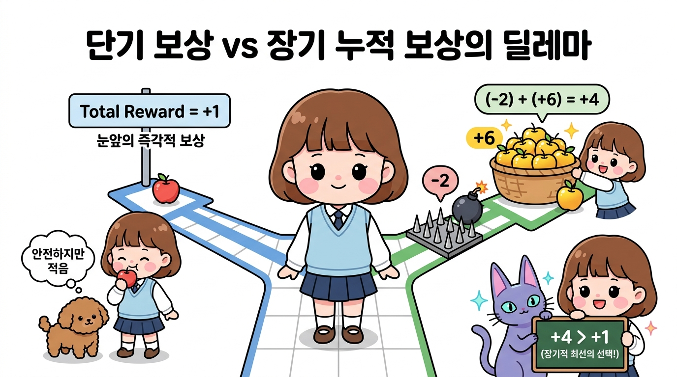 단기 보상 vs 장기 누적 보상의 딜레마