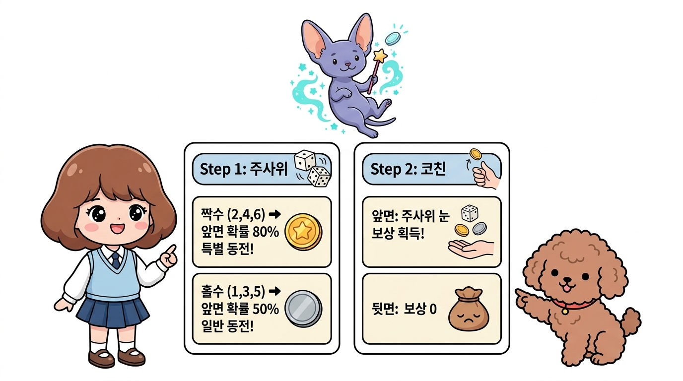 주사위와 동전 2단계 게임 규칙