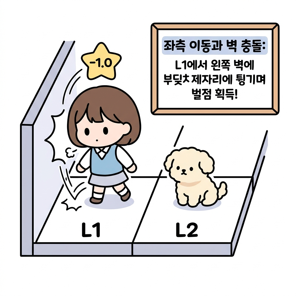 L2에서 왼쪽 행동 수식과 흐름