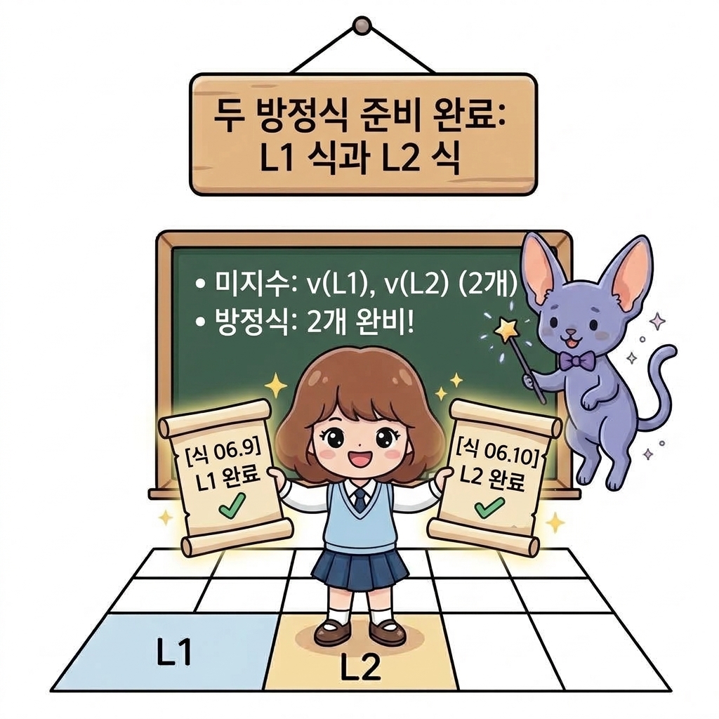 두 방정식 준비 완료: L1 식과 L2 식