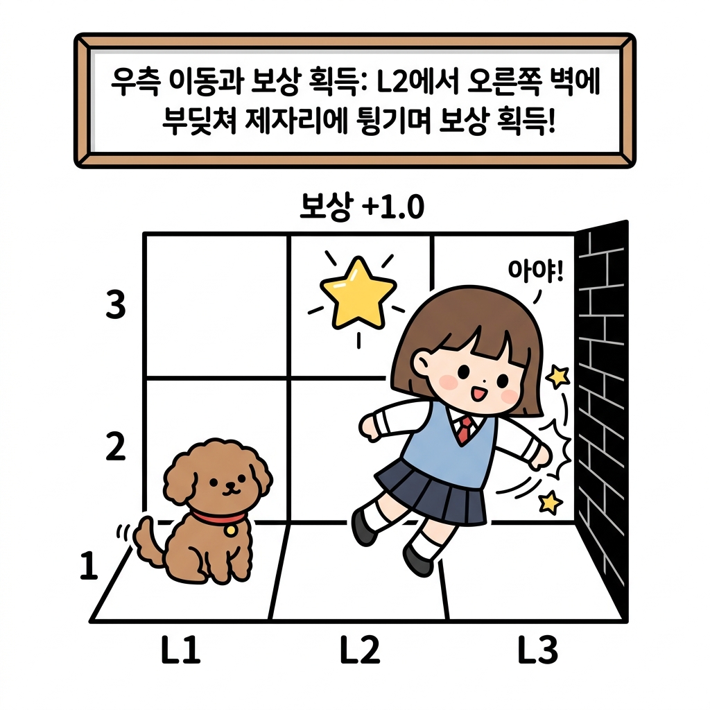 L1에서 오른쪽 행동 수식과 흐름
