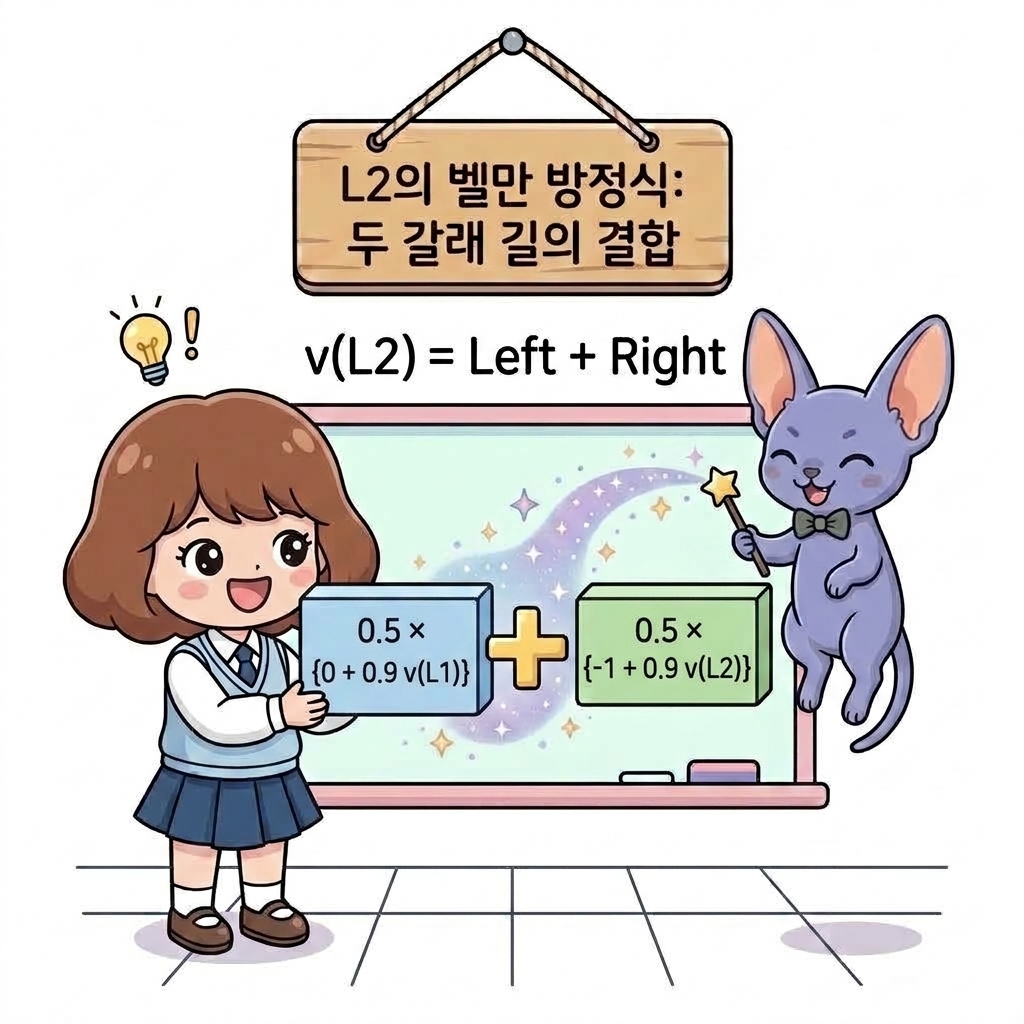L2의 벨만 방정식: 두 갈래 길(Left + Right)의 결합