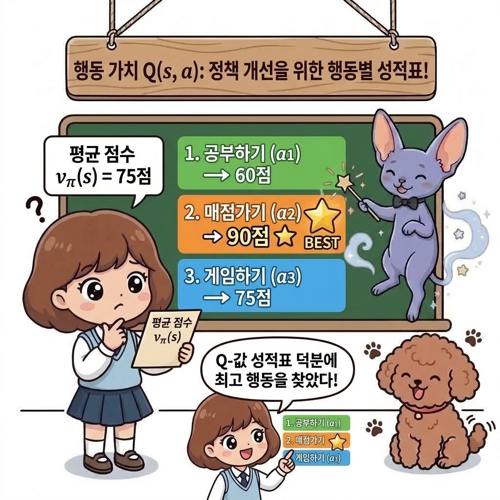 행동 가치 Q(s, a): 정책 개선을 위한 행동별 성적표
