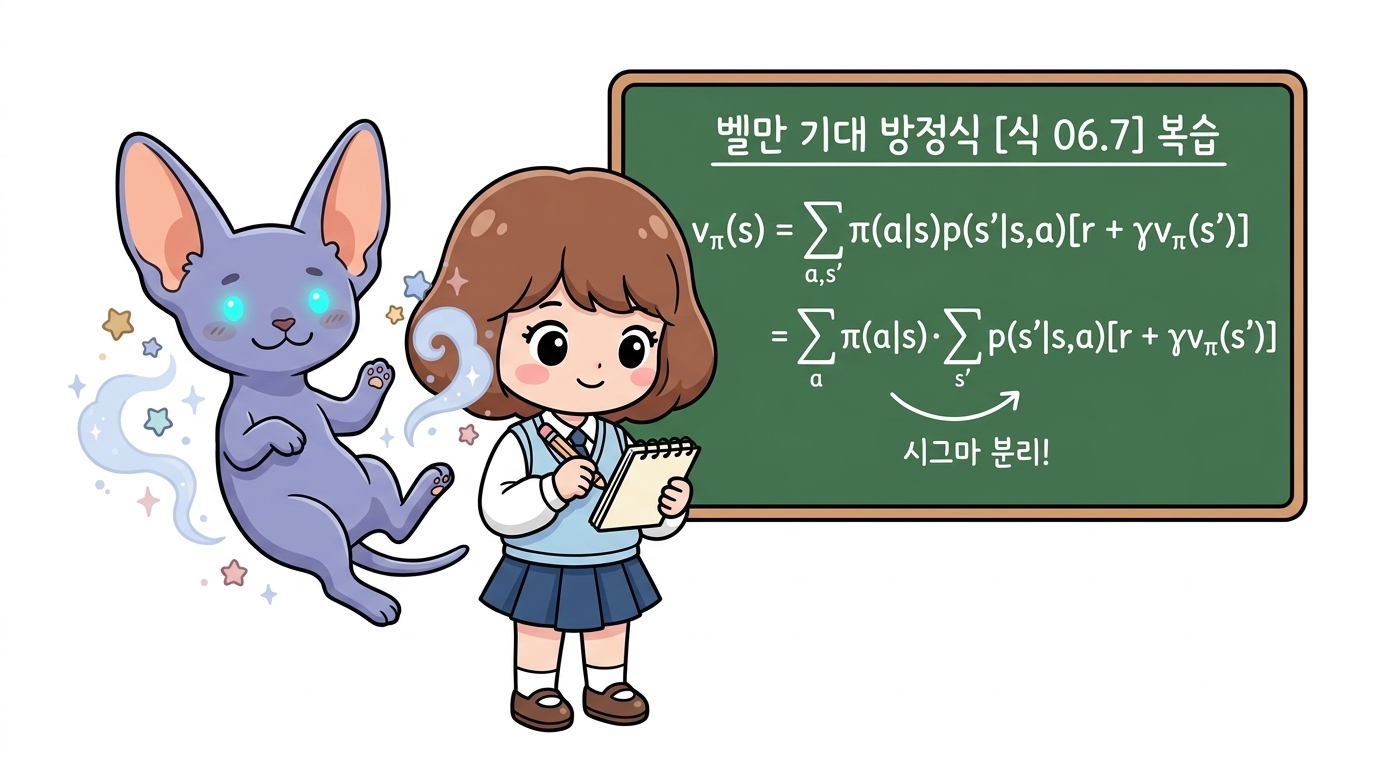 벨만 기대 방정식 [식 06.7] 복습과 시그마 분리