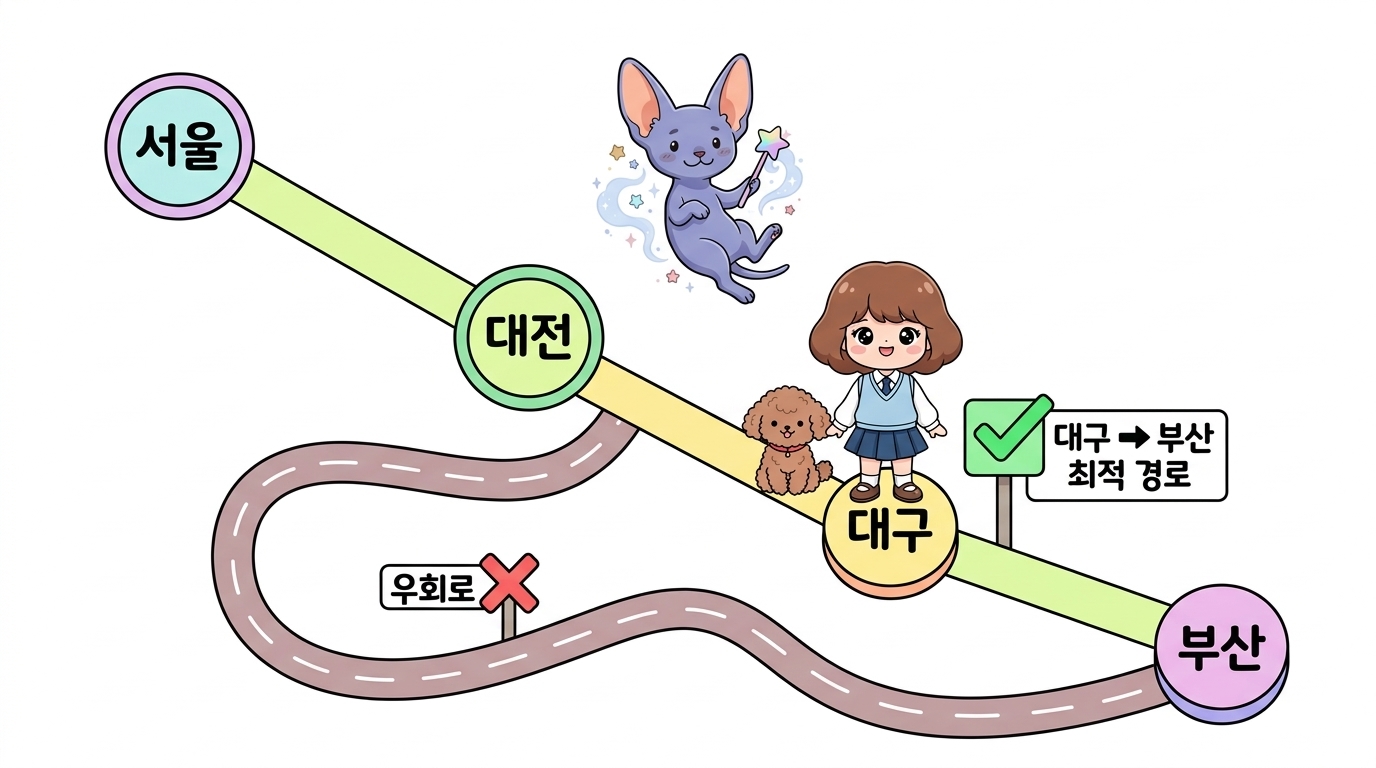 도로시와 토토의 최적 경로 여행 비유