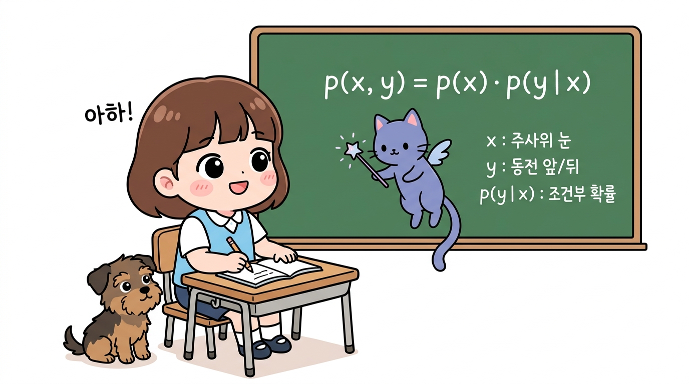 확률 변수 x, y와 조건부 확률 기호 도입