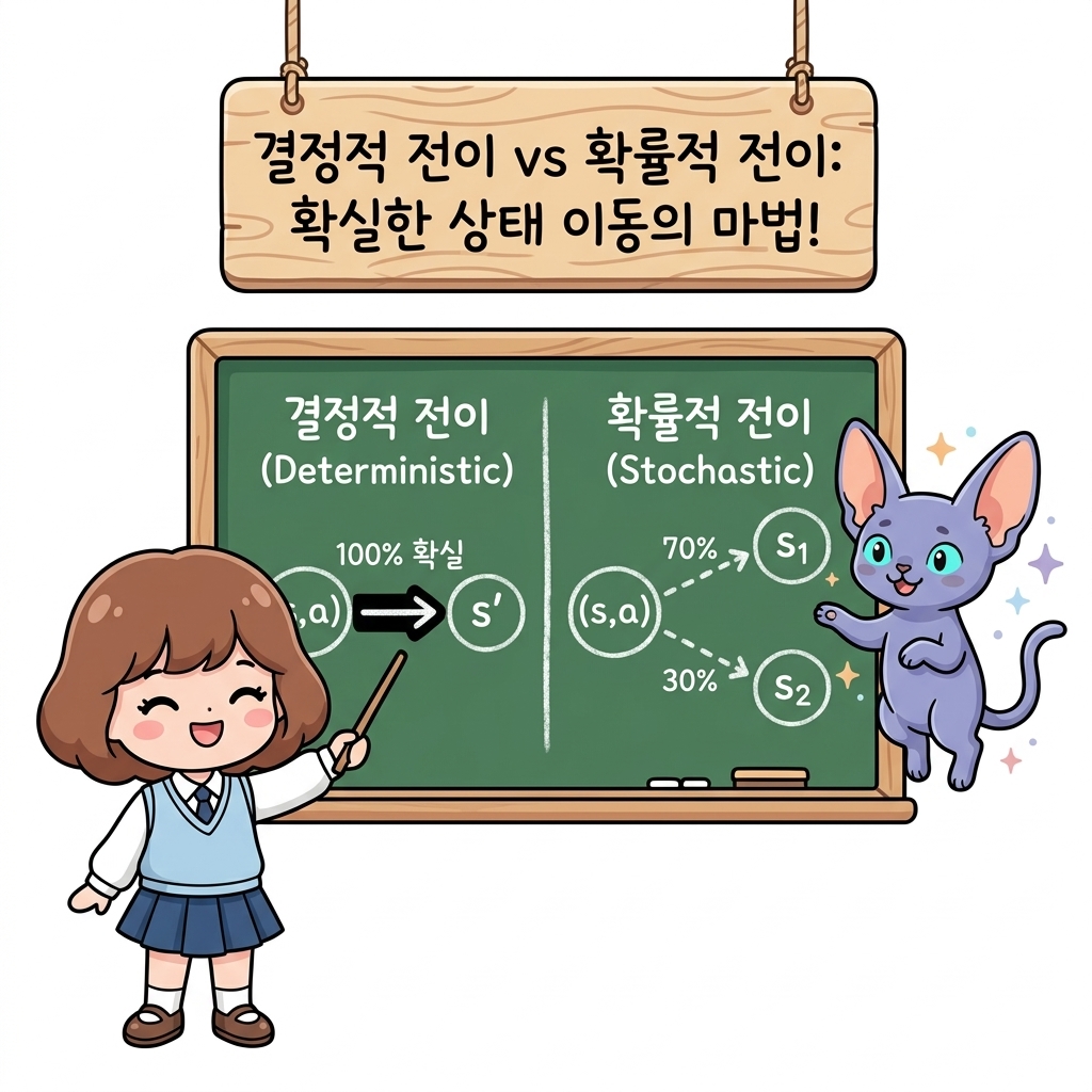 결정적 전이와 확률적 전이의 비교