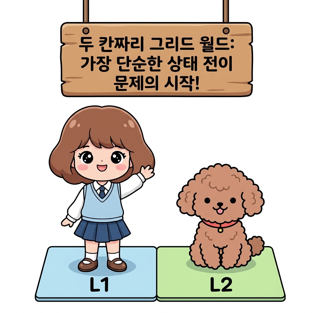 그림 06-7a 두 칸짜리 그리드 월드 문제의 직관적 개념