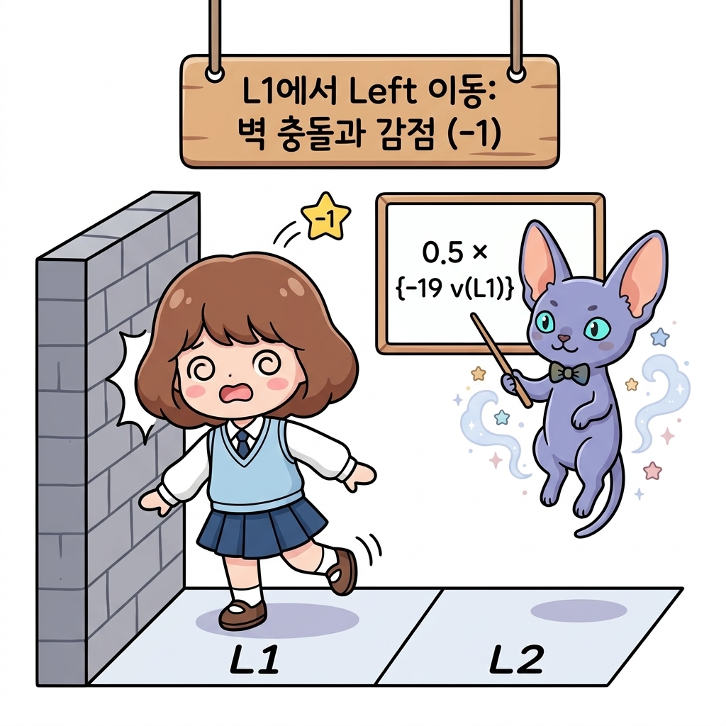 L1에서 왼쪽 행동 수식과 흐름