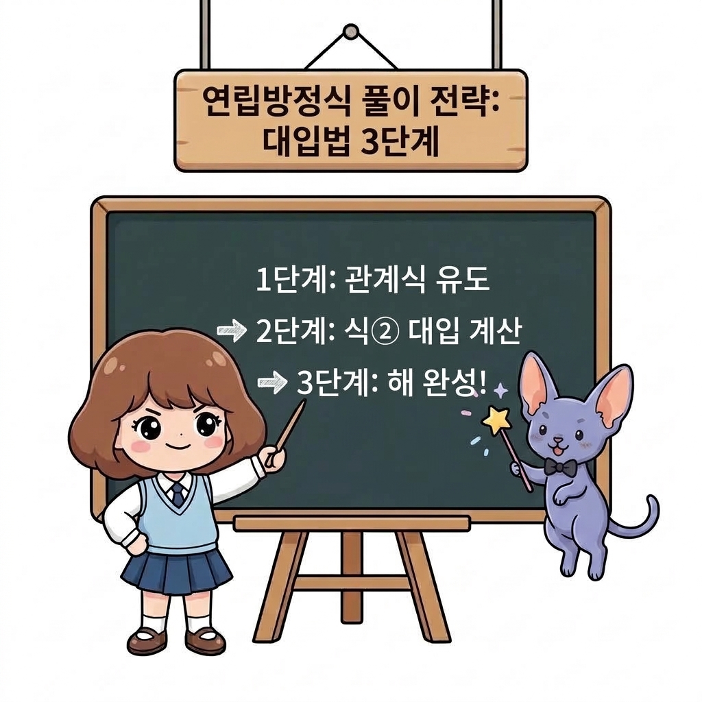 연립방정식 풀이 전략: 대입법 3단계 로드맵