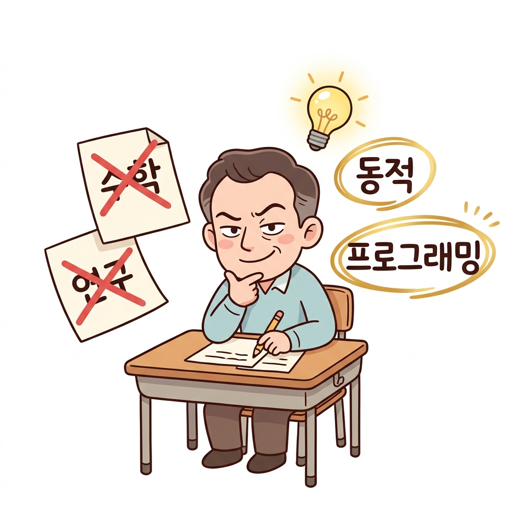 리처드 벨만의 기발한 이름 짓기 브레인스토밍: 장관이 극도로 싫어하는 단어인 '수학', '연구'를 과감히 지우고, '동적', '프로그래밍'이라는 멋진 이름을 브레인스토밍해 내는 리처드 벨만