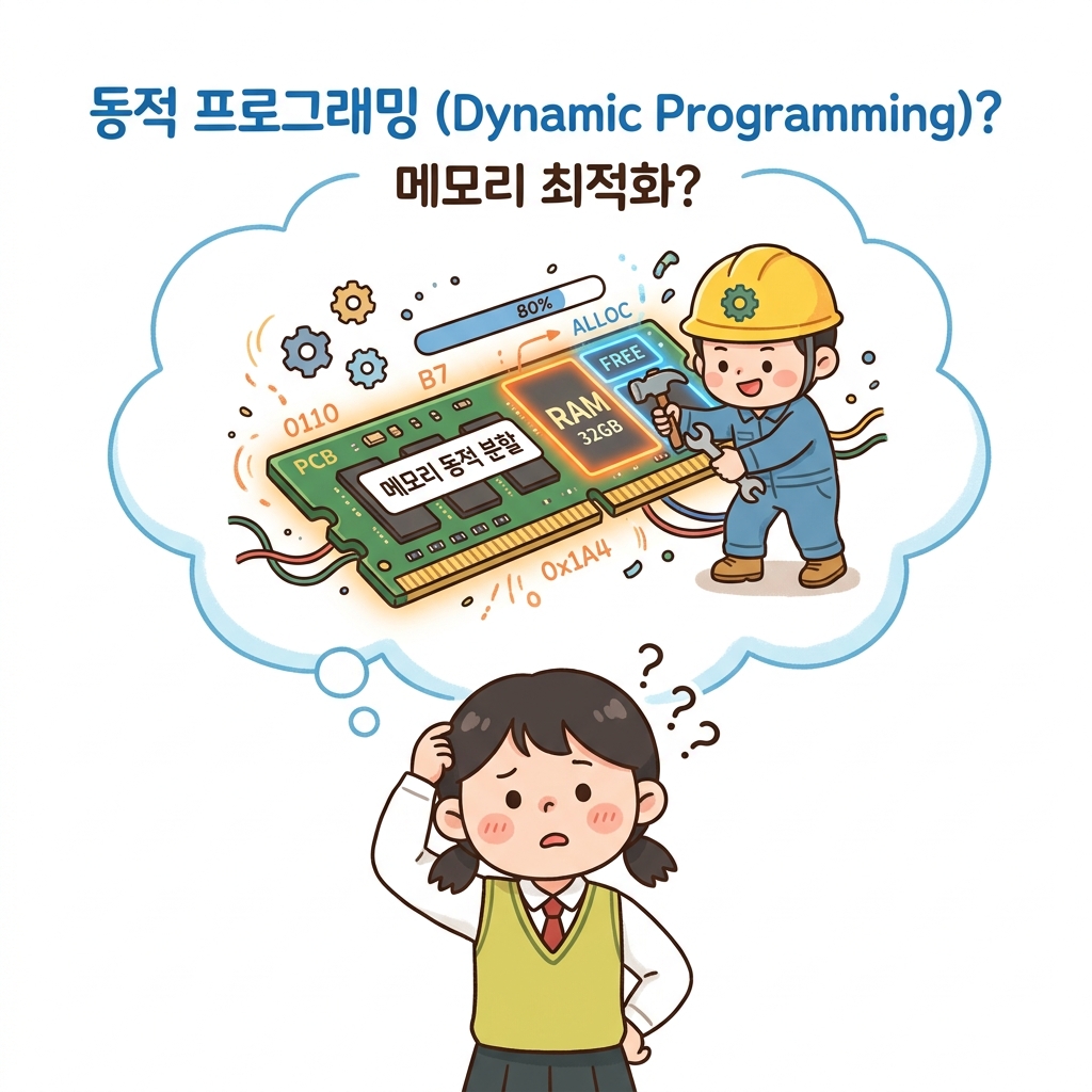 동적 프로그래밍의 흔한 오해: 머릿속 상상 풍선으로 메모리를 쪼개고 코드를 최적화하는 복잡한 엔지니어링 과정을 그려보는 도로시
