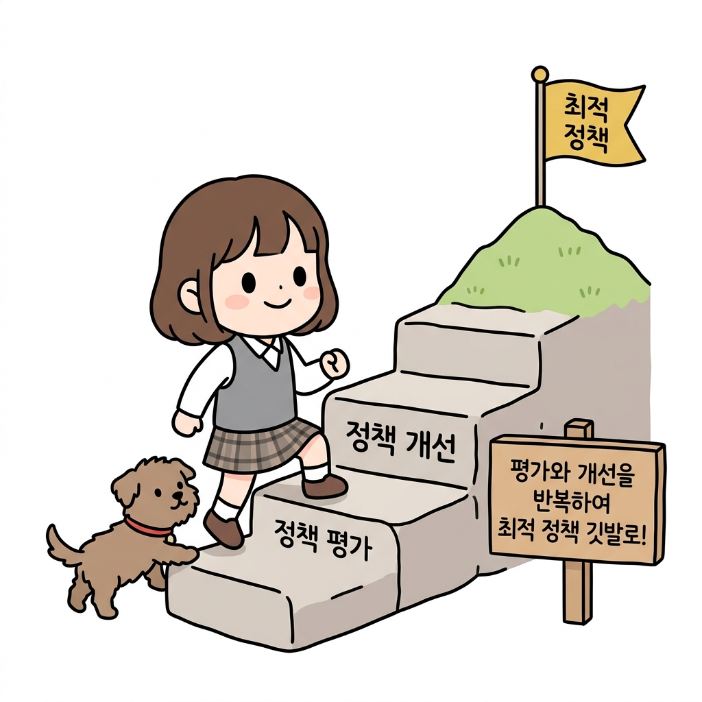평가와 개선을 반복하여 최적 정책 깃발로!