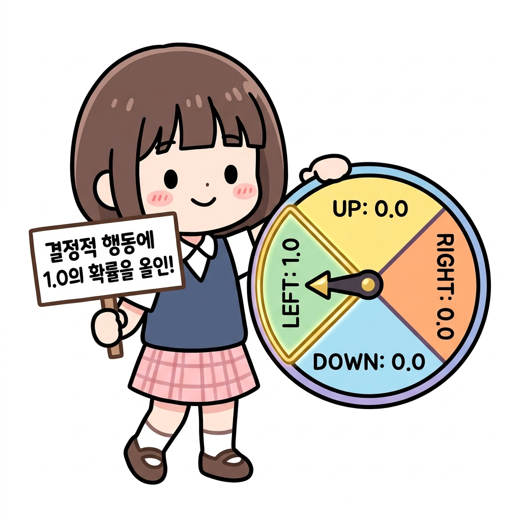 결정적 행동에 1.0의 확률을 올인!